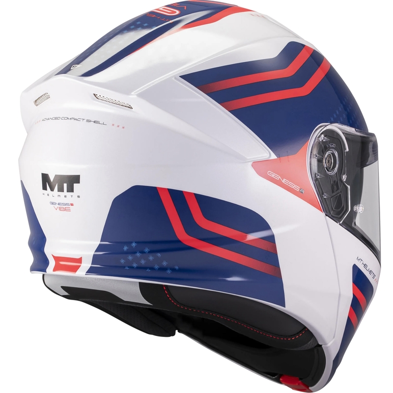 Casco de moto abatible MT Genesis R SV Vibe A7 blanco-azul-rojo