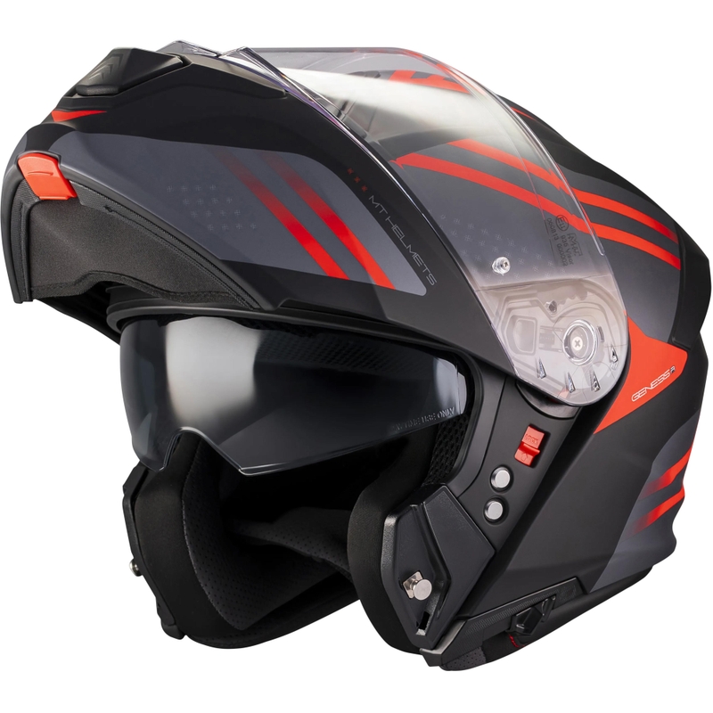 Casco de moto abatible MT Genesis R SV Vibe B5 negro mate-gris-rojo