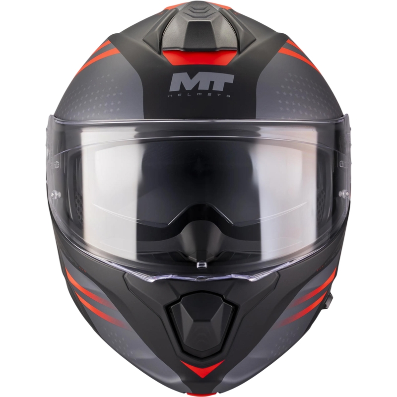 Casco de moto abatible MT Genesis R SV Vibe B5 negro mate-gris-rojo