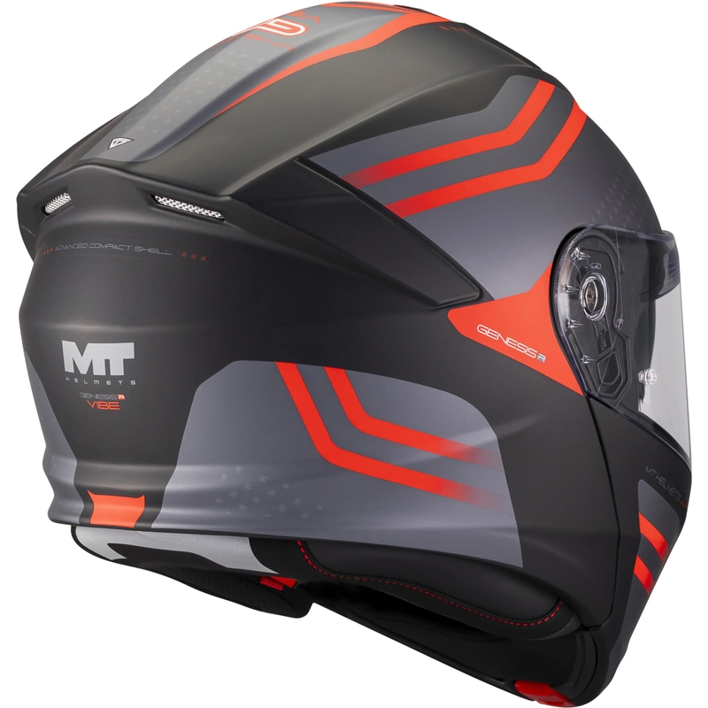 Casco de moto abatible MT Genesis R SV Vibe B5 negro mate-gris-rojo