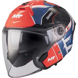 Casco de moto abierto MT Cosmo SV Danish 26 Season C5 azul-rojo-blanco-negro