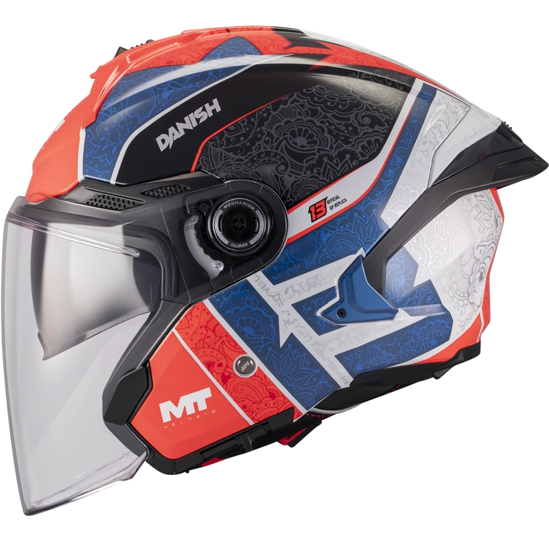 Casco de moto abierto MT Cosmo SV Danish 26 Season C5 azul-rojo-blanco-negro