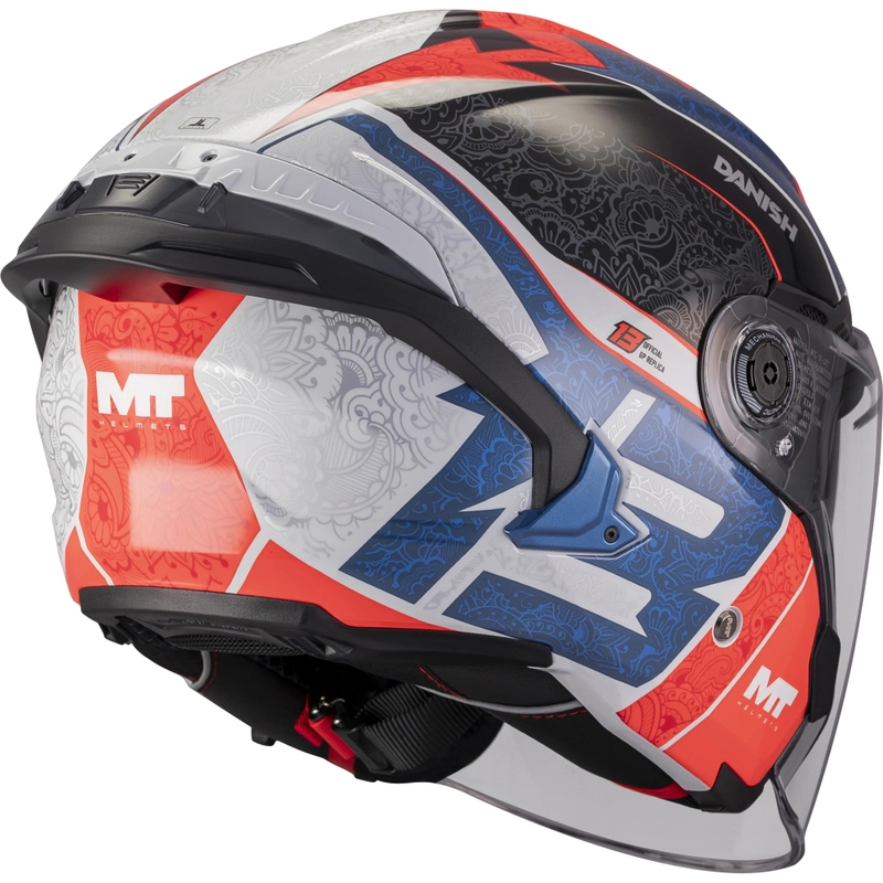 Casco de moto abierto MT Cosmo SV Danish 26 Season C5 azul-rojo-blanco-negro