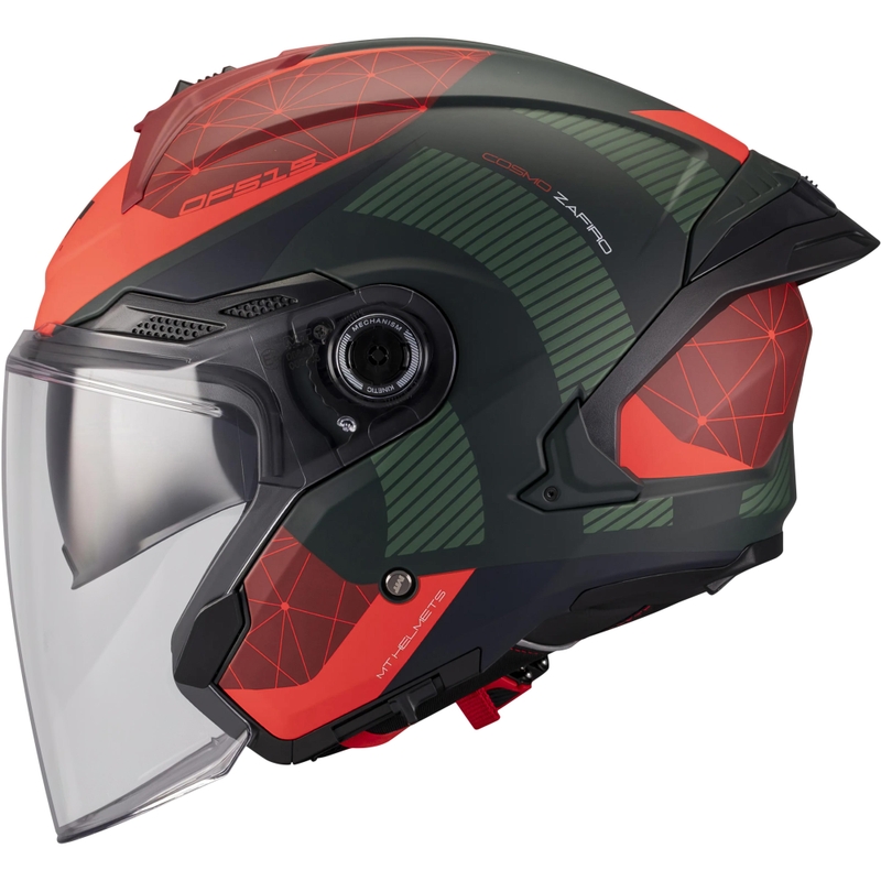 Casco de moto abierto MT Cosmo SV Zafiro C16 rojo-verde mate