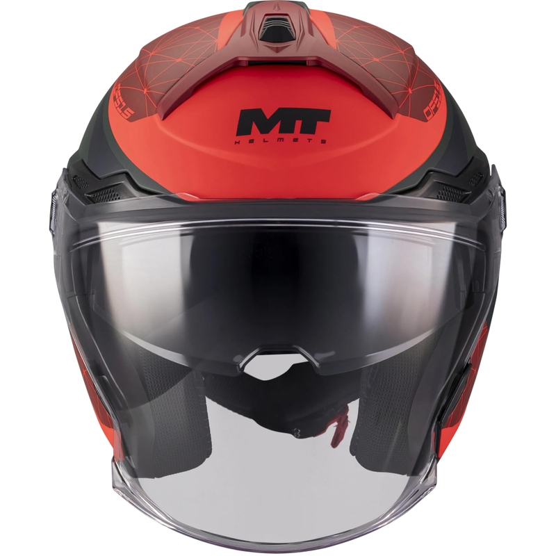 Casco de moto abierto MT Cosmo SV Zafiro C16 rojo-verde mate