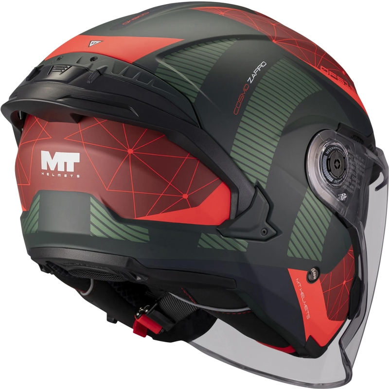 Casco de moto abierto MT Cosmo SV Zafiro C16 rojo-verde mate