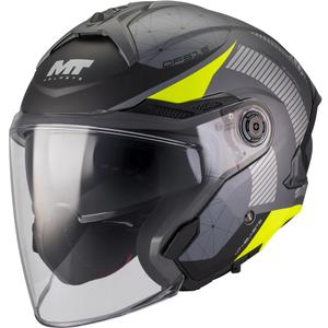Casco de moto abierto MT Cosmo SV Zafiro C3 negro mate-gris-amarillo flúor