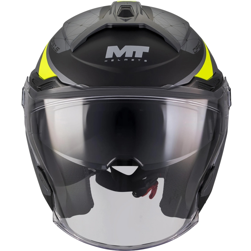 Casco de moto abierto MT Cosmo SV Zafiro C3 negro mate-gris-amarillo flúor