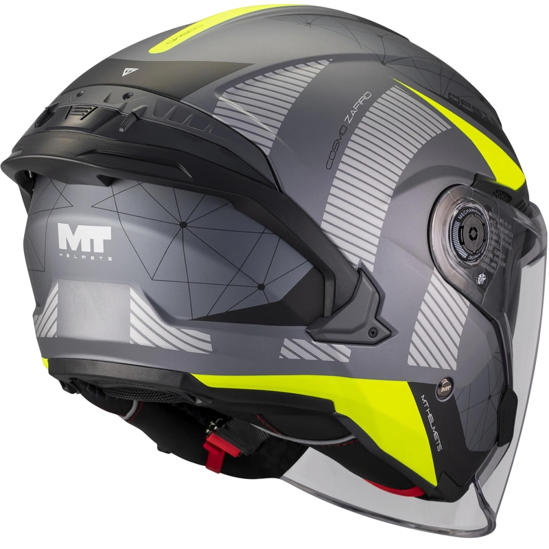 Casco de moto abierto MT Cosmo SV Zafiro C3 negro mate-gris-amarillo flúor