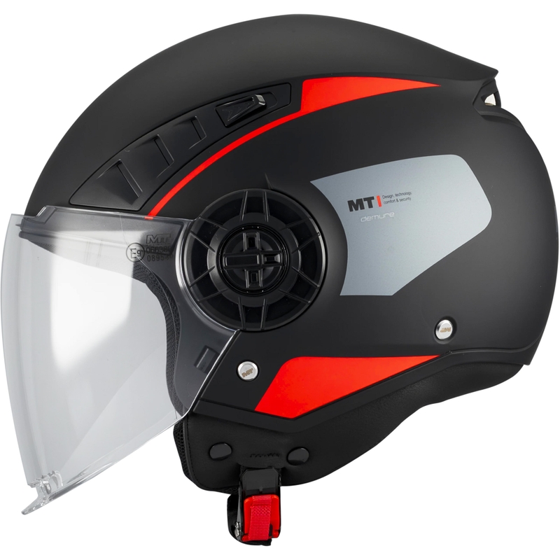 Casco de moto abierto MT Aeris Demure B5 negro mate-rojo