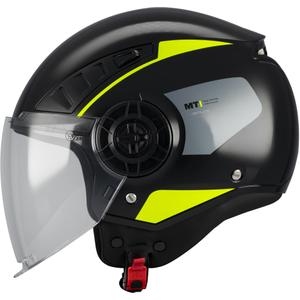 Casco de moto abierto MT Aeris Demure B5 negro-amarillo flúor