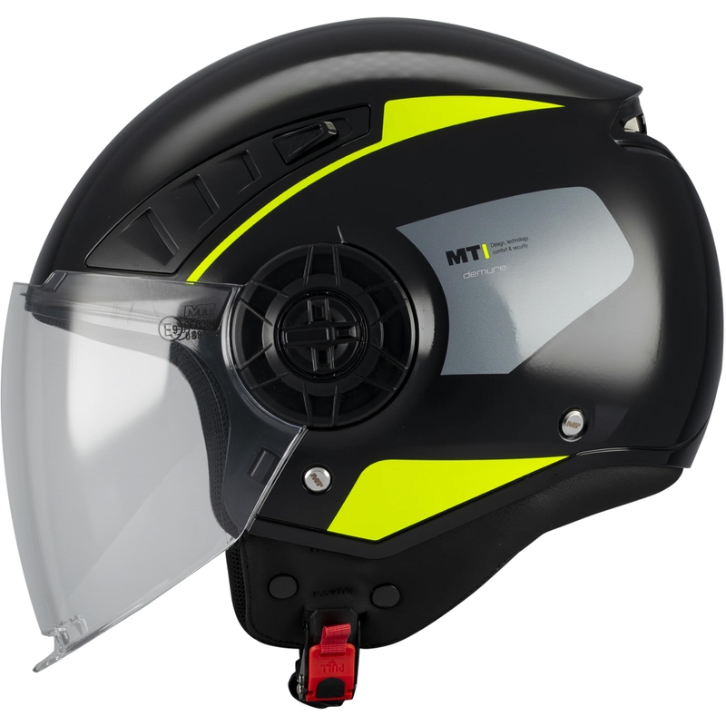 Casco de moto abierto MT Aeris Demure B5 negro-amarillo flúor