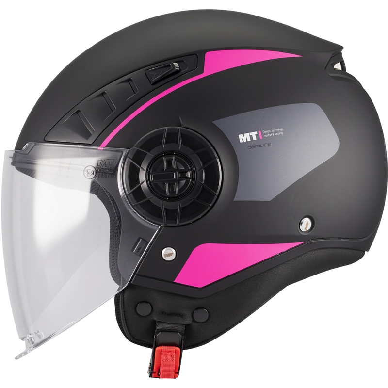 Casco de moto abierto MT Aeris Demure B5 negro-rosa
