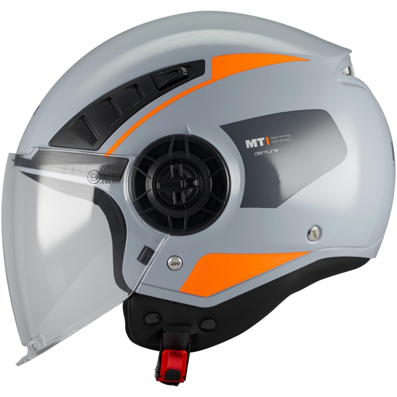 Casco abierto para motocicleta MT Aeris Demure C4 gris-naranja