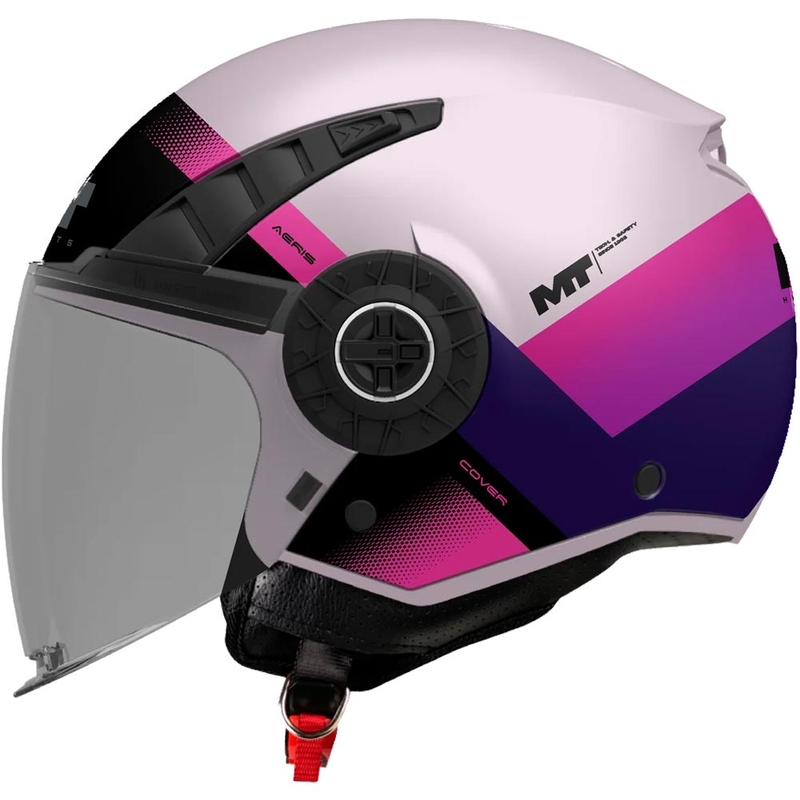 Casco de moto abierto MT Aeris Cover C8 rosa-morado mate