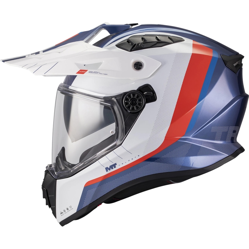 Casco de moto Enduro MT Track SV Nomad C0 azul-blanco-rojo