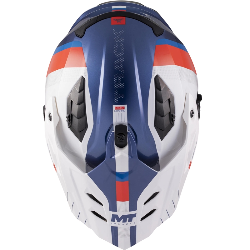 Casco de moto Enduro MT Track SV Nomad C0 azul-blanco-rojo