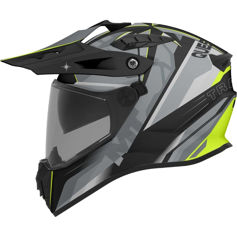 Casco de moto Enduro MT Track SV Questor C23 gris mate-negro-amarillo flúor