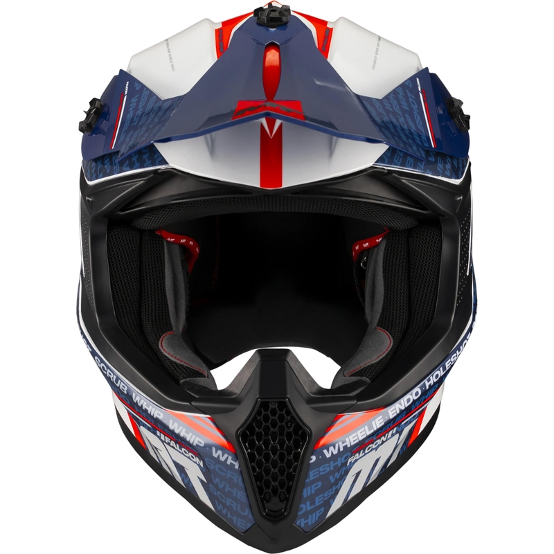 Casco de motocross MT Falcon S Ruler A15 azul-blanco-rojo