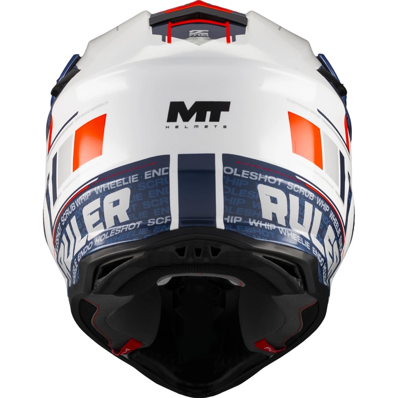 Casco de motocross MT Falcon S Ruler A15 azul-blanco-rojo