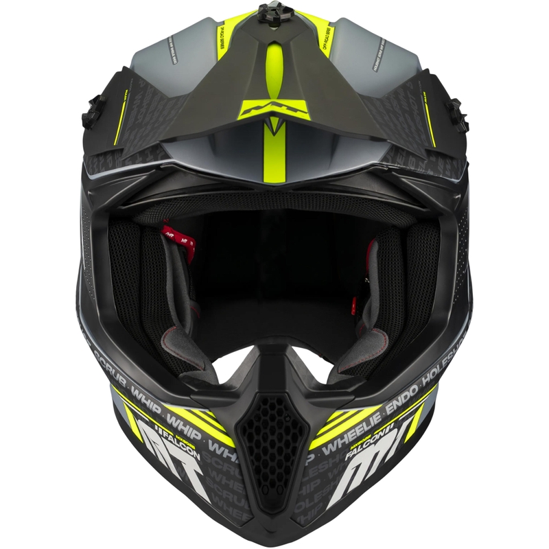 Casco de motocross MT Falcon S Ruler C2 negro mate-gris-amarillo flúor