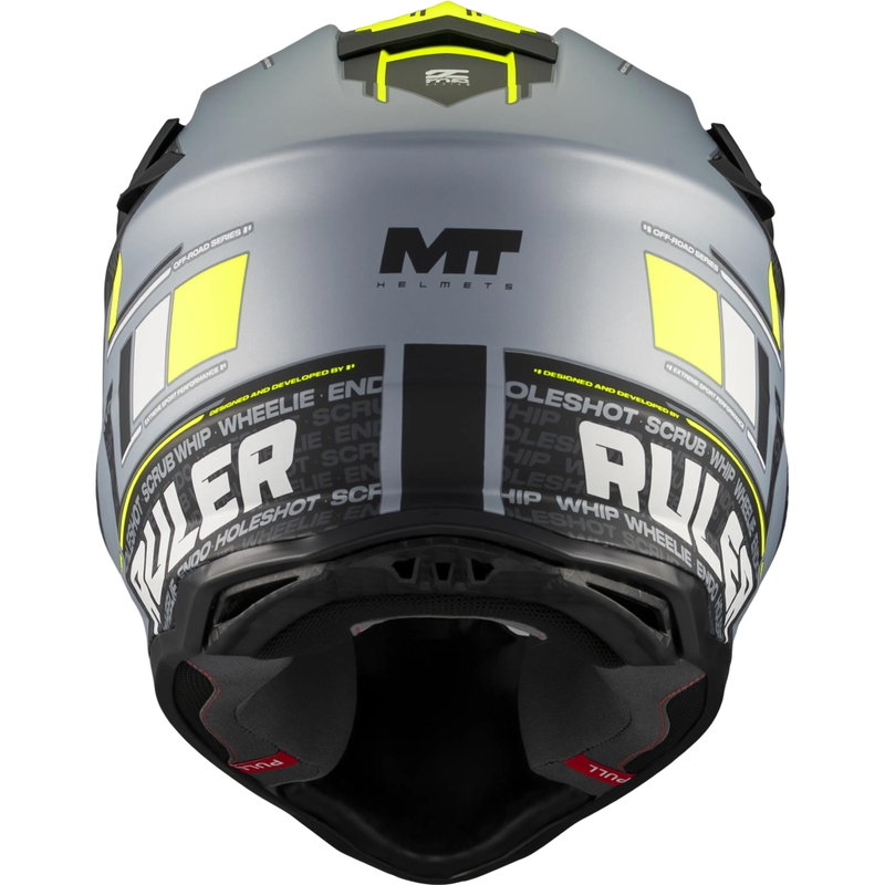 Casco de motocross MT Falcon S Ruler C2 negro mate-gris-amarillo flúor