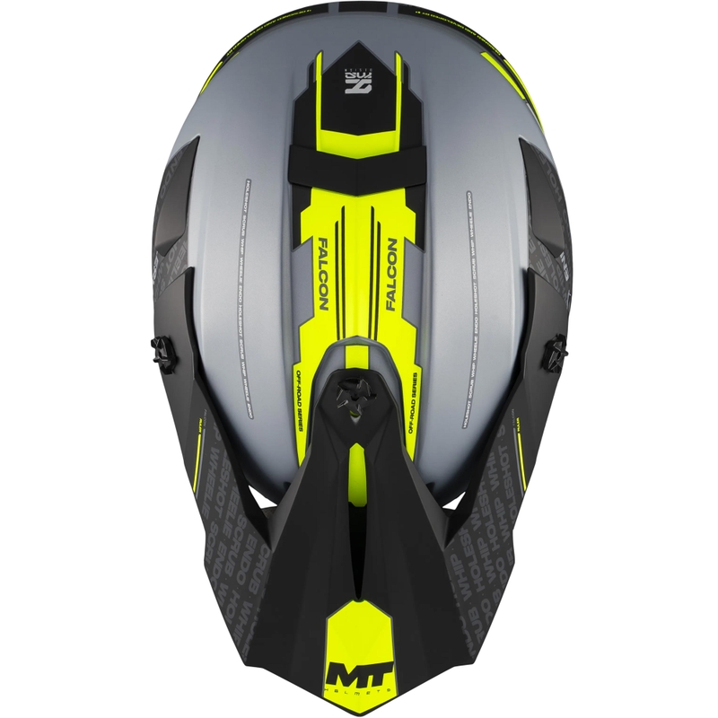 Casco de motocross MT Falcon S Ruler C2 negro mate-gris-amarillo flúor