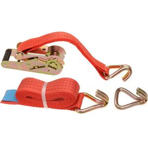 Correas de amarre para asegurar vehículos sobre la rueda con ganchos dobles + 1 gancho gratis y trinquete rojo.