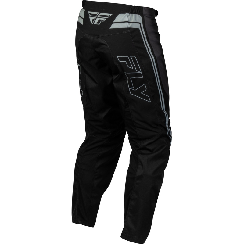 Pantalones de motocross para niños FLY Racing F-16 Raze, color negro y gris.