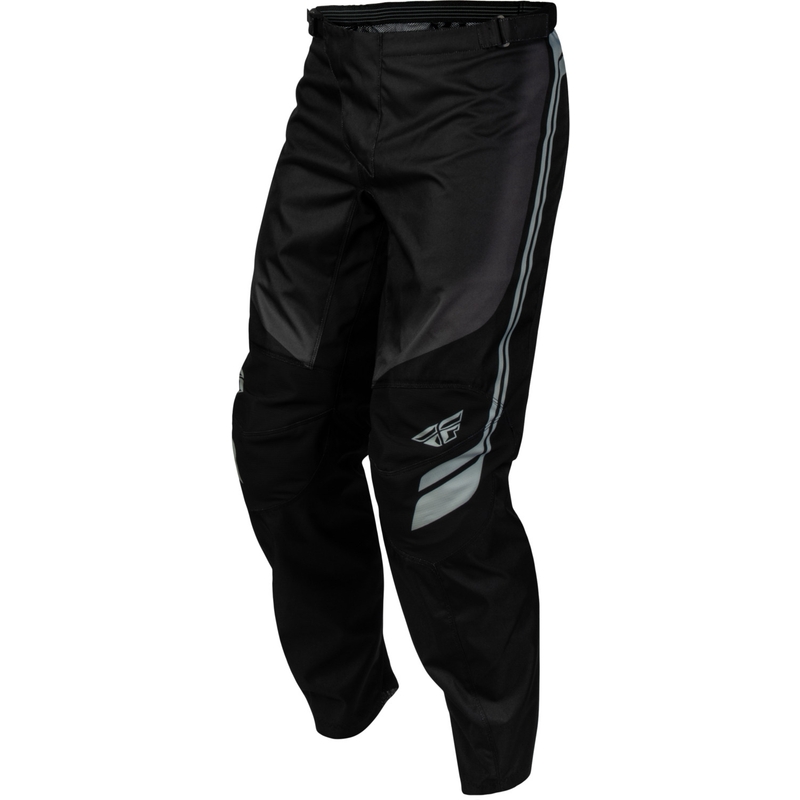 Pantalones de motocross para niños FLY Racing F-16 Raze, color negro y gris.