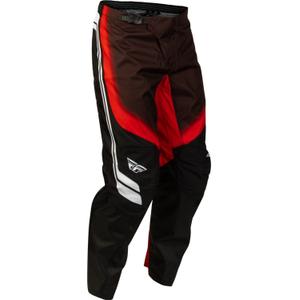 Pantalones de motocross Fly Racing F-16 Raze, color negro, rojo y blanco.