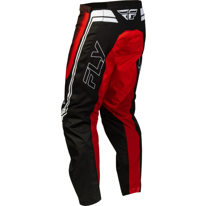 Pantalones de motocross Fly Racing F-16 Raze, color negro, rojo y blanco.