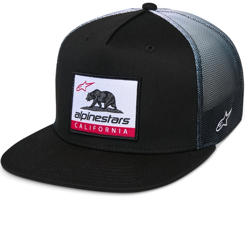 Gorra trucker Alpinestars Cali Gradient negra y blanca