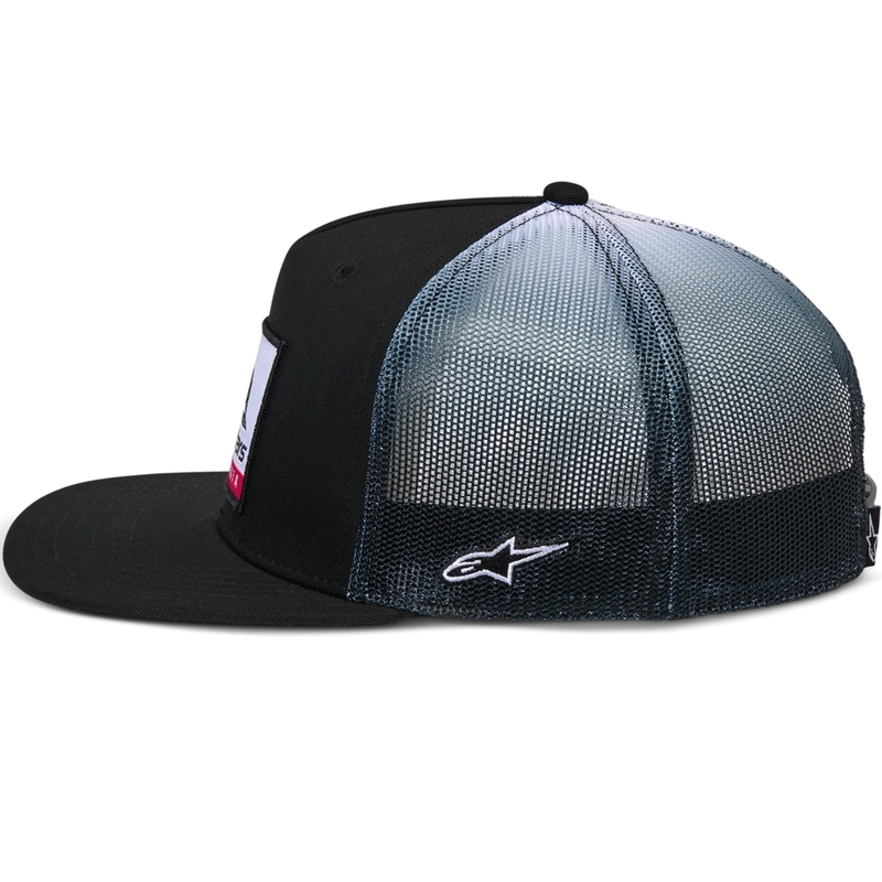 Gorra trucker Alpinestars Cali Gradient negra y blanca