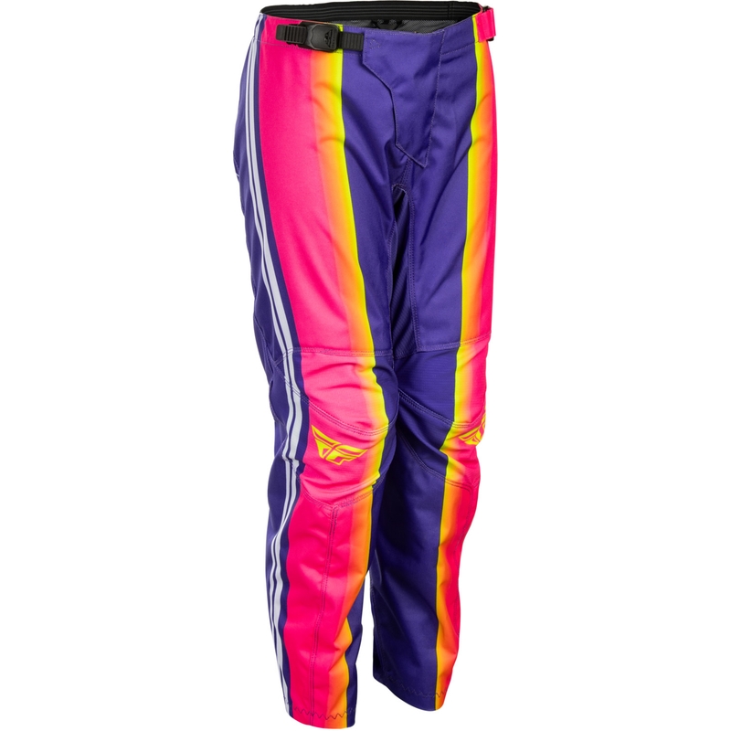 Pantalones de motocross para niños FLY Racing F-16 Raze morado-rojo-amarillo