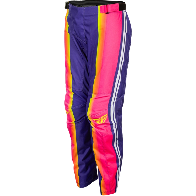 Pantalones de motocross para niños FLY Racing F-16 Raze morado-rojo-amarillo