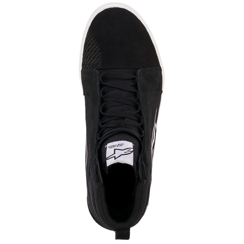 Botas de moto Alpinestars Ride-63 de lona, color negro y blanco.