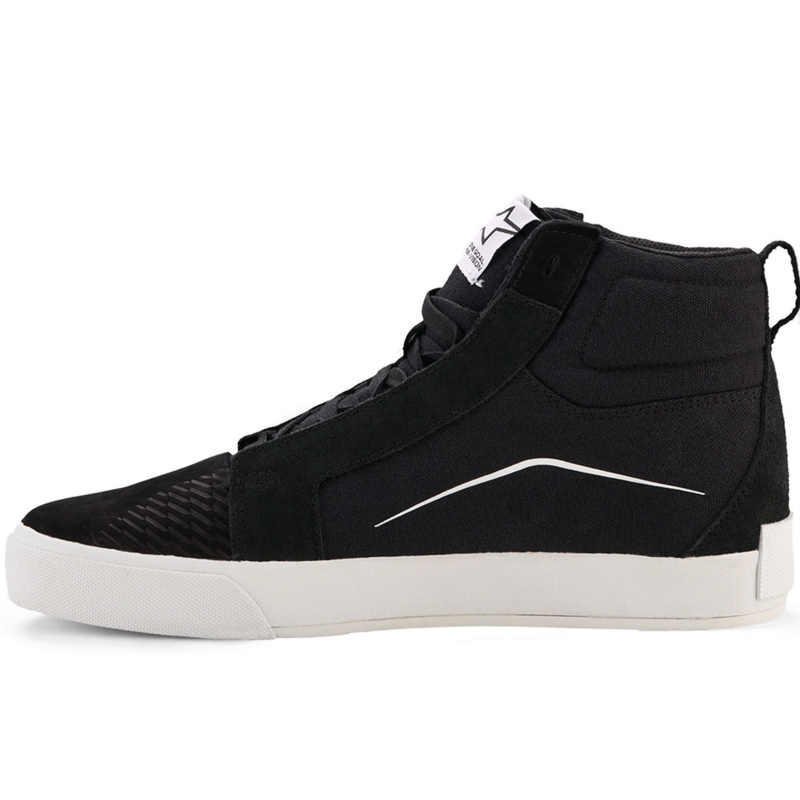 Botas de moto Alpinestars Ride-63 de lona, color negro y blanco.