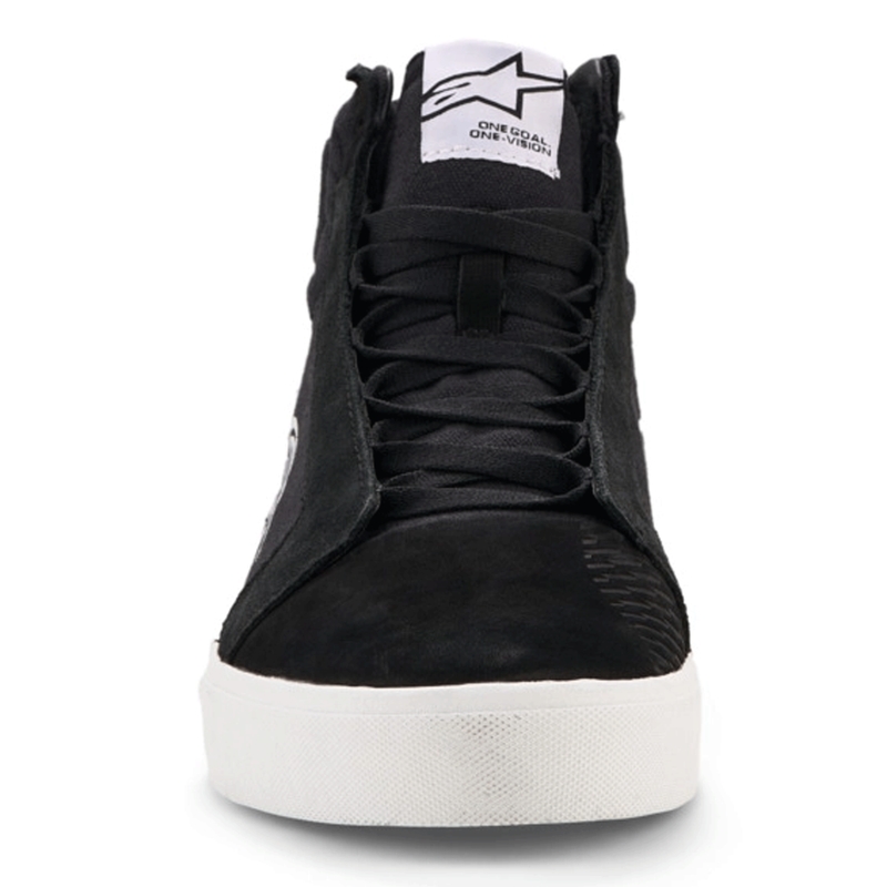 Botas de moto Alpinestars Ride-63 de lona, color negro y blanco.