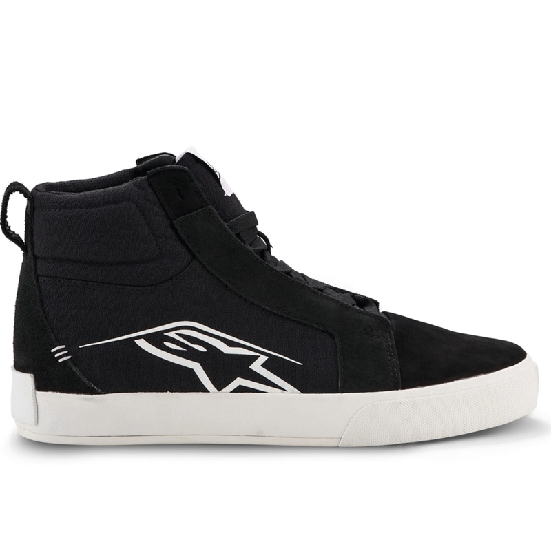 Botas de moto Alpinestars Ride-63 de lona, color negro y blanco.