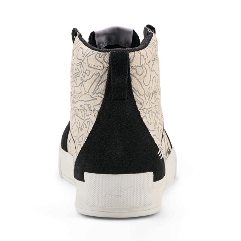 Botas de moto Alpinestars Ride-63 de lona, color negro, gris claro y blanco.