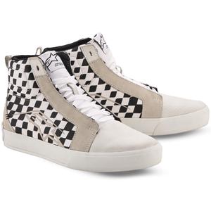 Botas de moto Alpinestars Ride-63 de lona, color negro, beige y blanco.