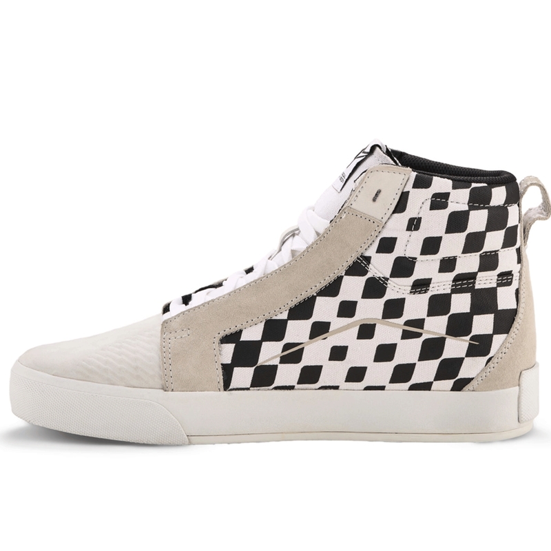 Botas de moto Alpinestars Ride-63 de lona, color negro, beige y blanco.