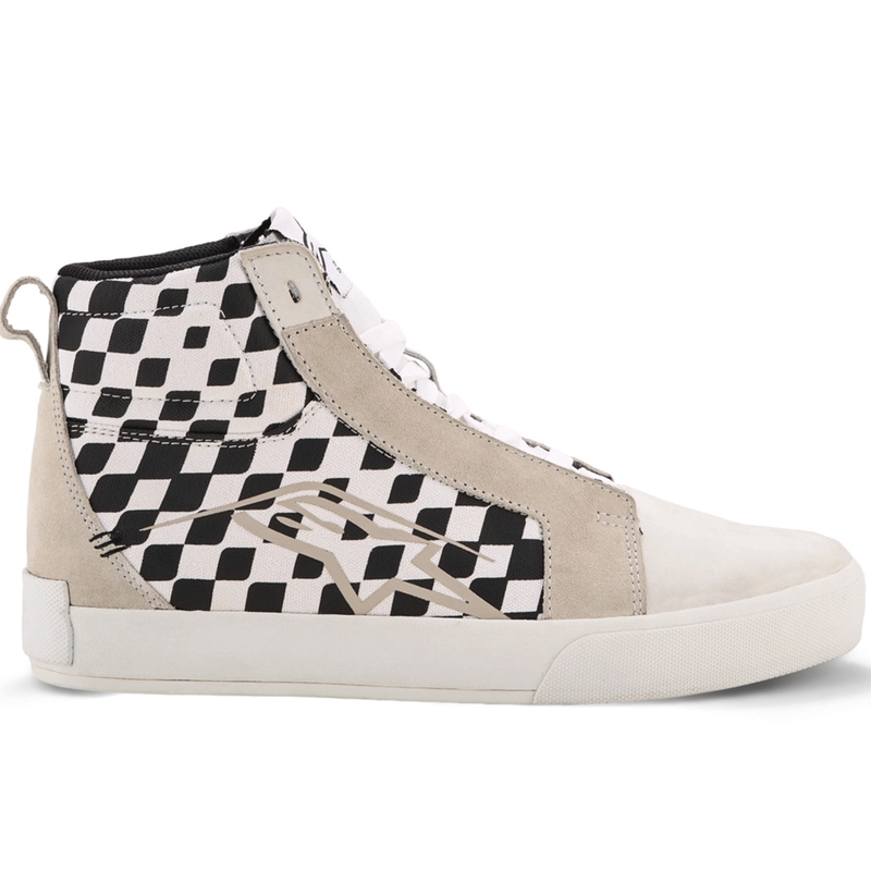 Botas de moto Alpinestars Ride-63 de lona, color negro, beige y blanco.