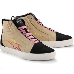 Botas de moto Alpinestars Ride-63 de lona color crema-negro-blanco