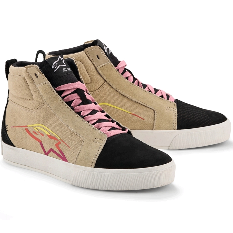 Botas de moto Alpinestars Ride-63 de lona color crema-negro-blanco
