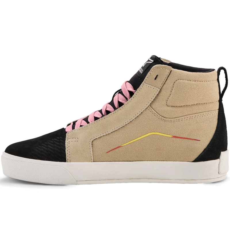 Botas de moto Alpinestars Ride-63 de lona color crema-negro-blanco