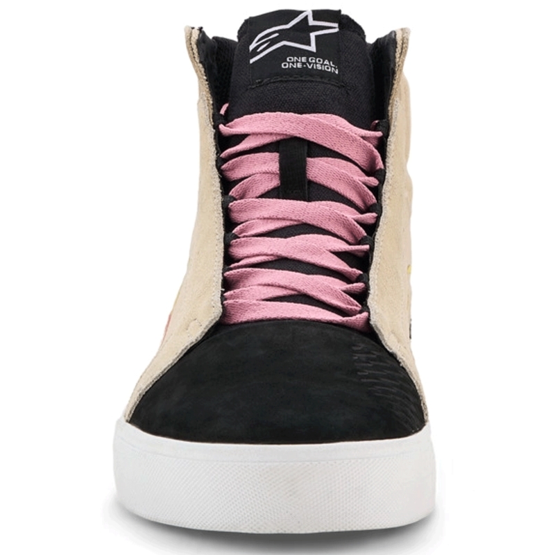 Botas de moto Alpinestars Ride-63 de lona color crema-negro-blanco
