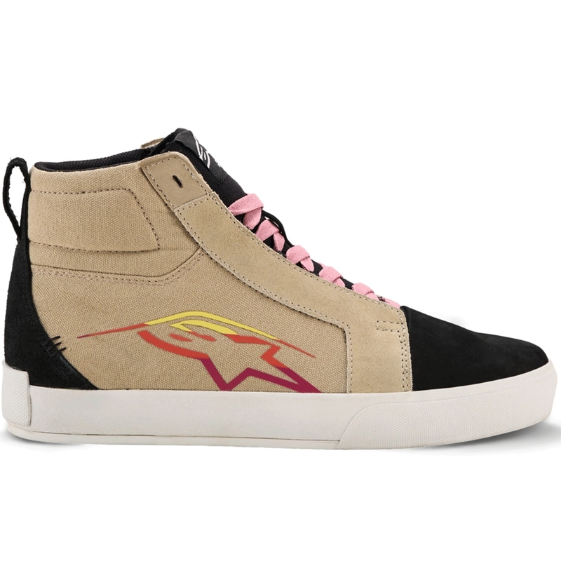 Botas de moto Alpinestars Ride-63 de lona color crema-negro-blanco