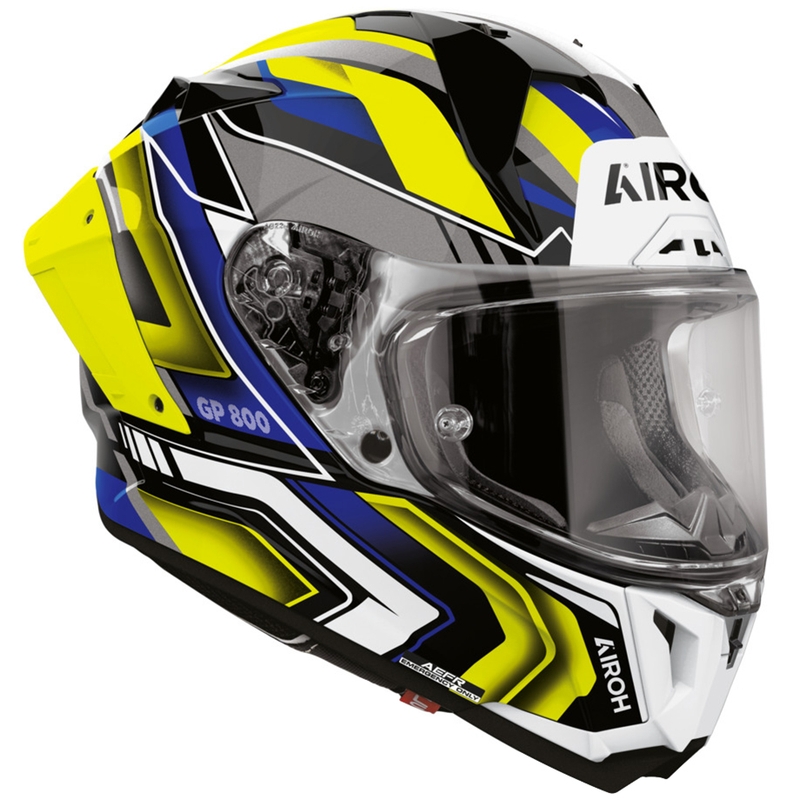 Casco integral de moto Airoh GP 800 Volt, color amarillo mate.